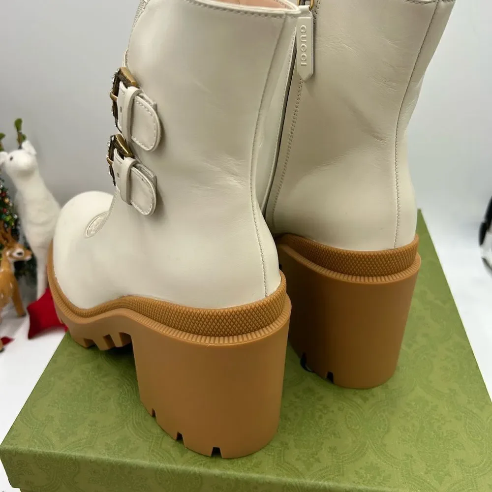 Women’s Gucci, GG Supreme lug sole  combat boots size 42 made in Italy - Picture 8 of 10
